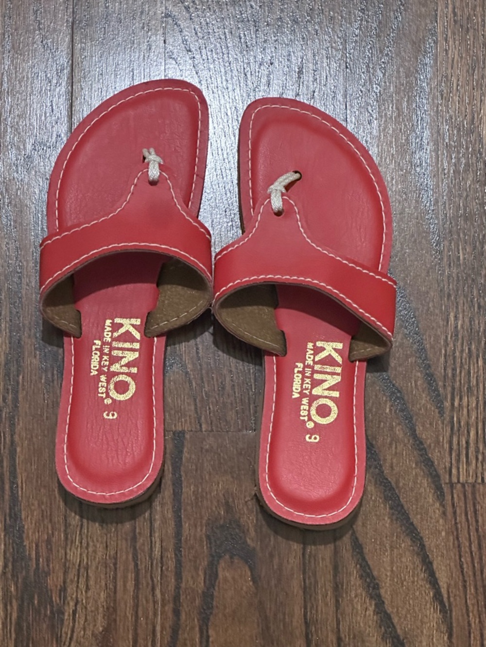 NEW NEVER WORN - Kino Red Leather Slide Sandals - Women's Slip-On Sandals